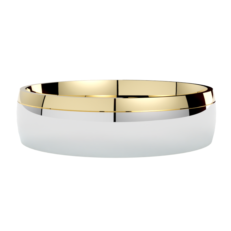 Półokrągła dwukolorowa obrączka ślubna białe i żółte złoto 585